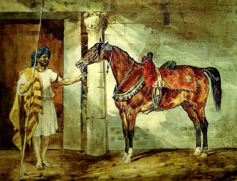 charles emile callande cheval arabe Norge oil painting art